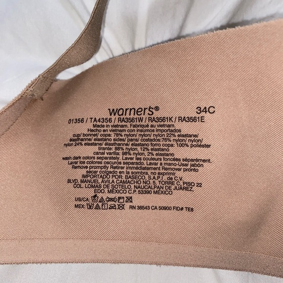 Warner’s Nude “No Side Effects” Bra - 34C - Picture 4 of 5